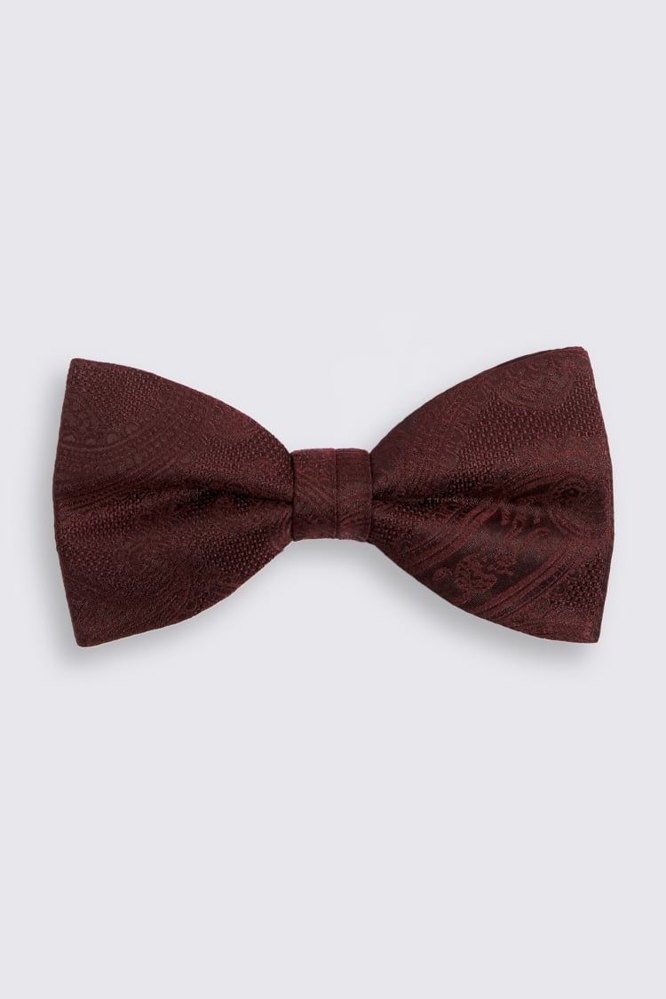 Wine Silk Paisley Ready-Tie Bow Tie