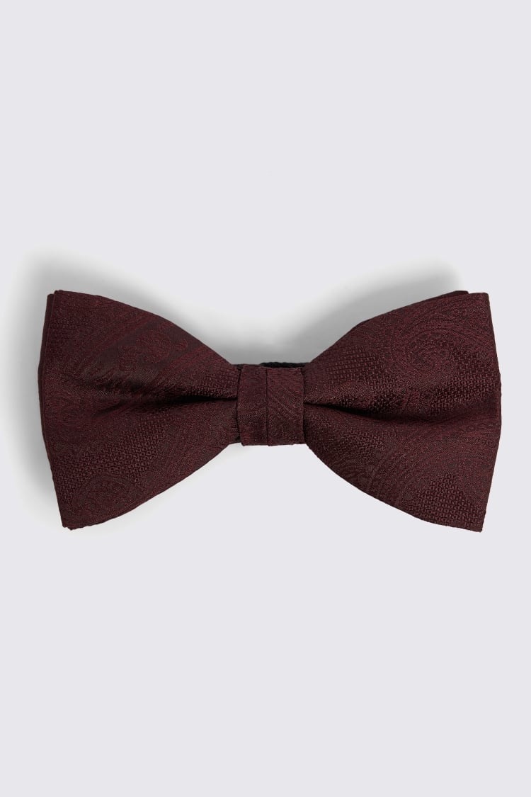 Wine Silk Paisley Ready-Tie Bow Tie