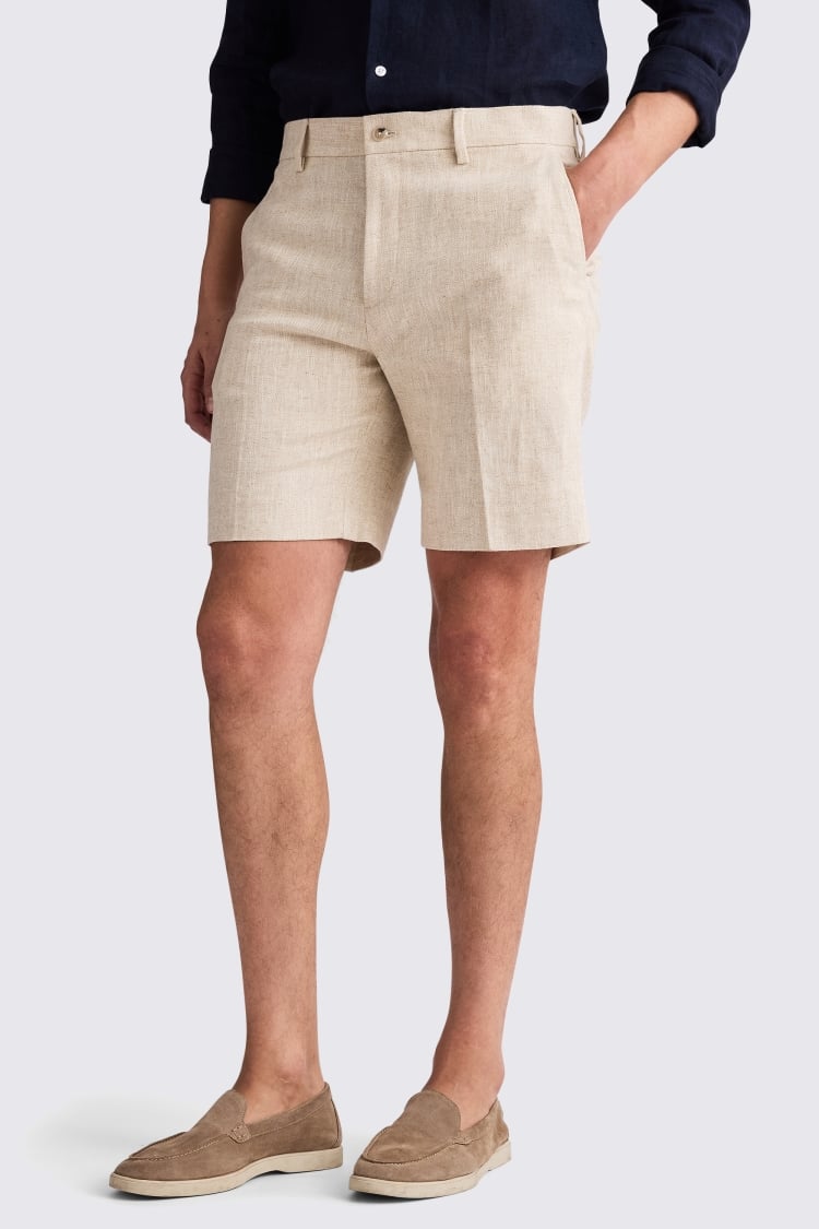 Ecru Herringbone Short