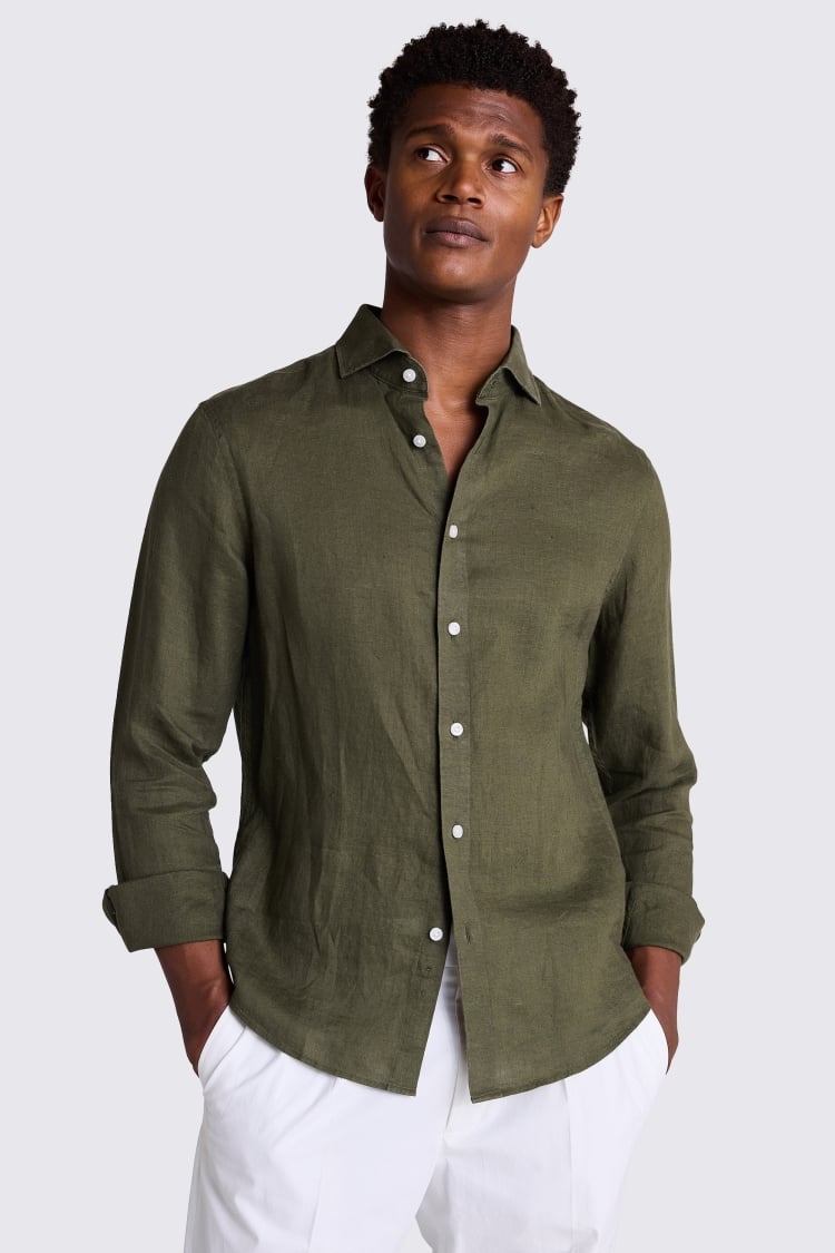 Dark Green Linen Shirt