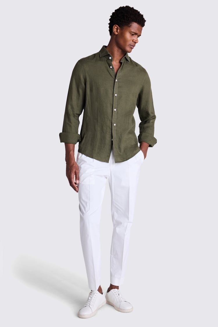 Dark Green Linen Shirt