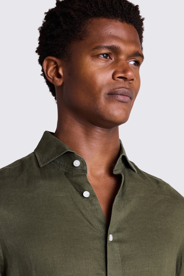 Dark Green Linen Shirt