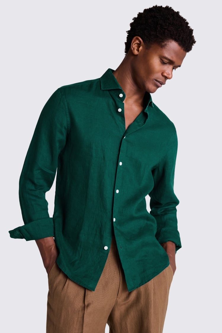 Emerald Green Linen Shirt