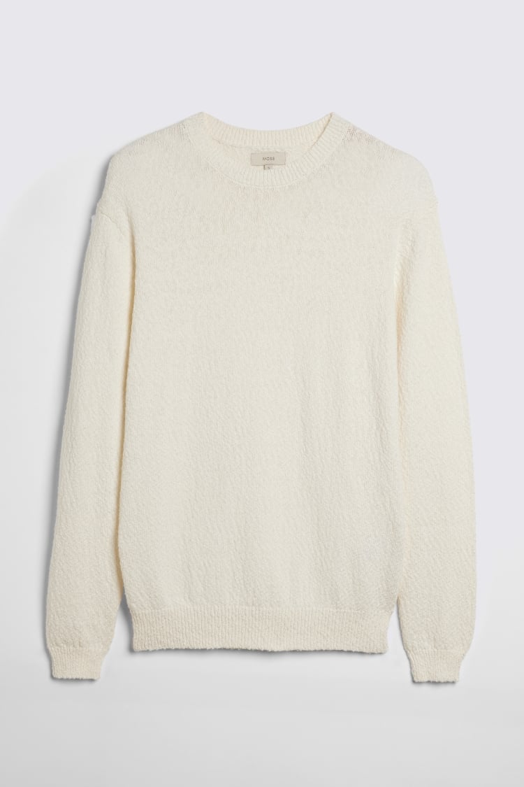 Ecru Slouchy Bouclé Crew Neck Jumper