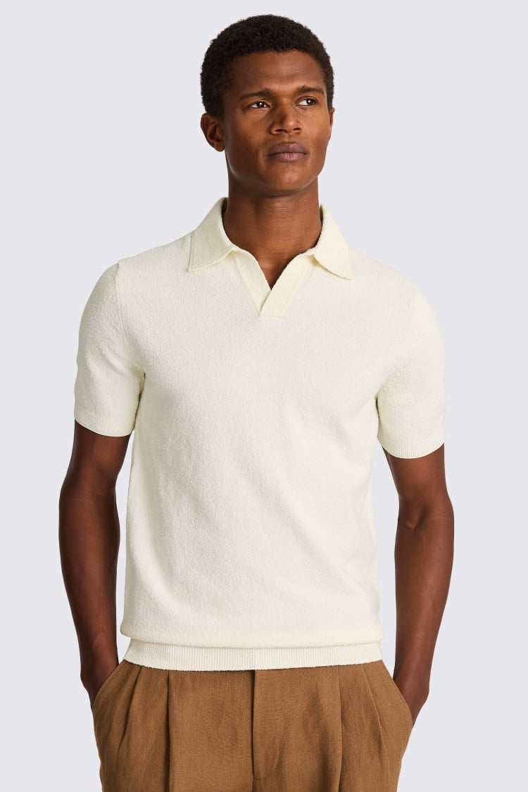 White Bouclé Skipper Polo Shirt