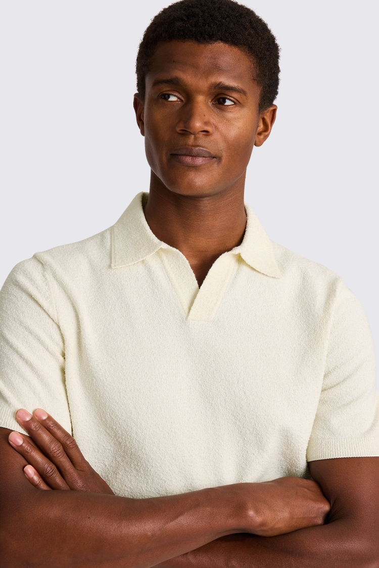 White Bouclé Skipper Polo