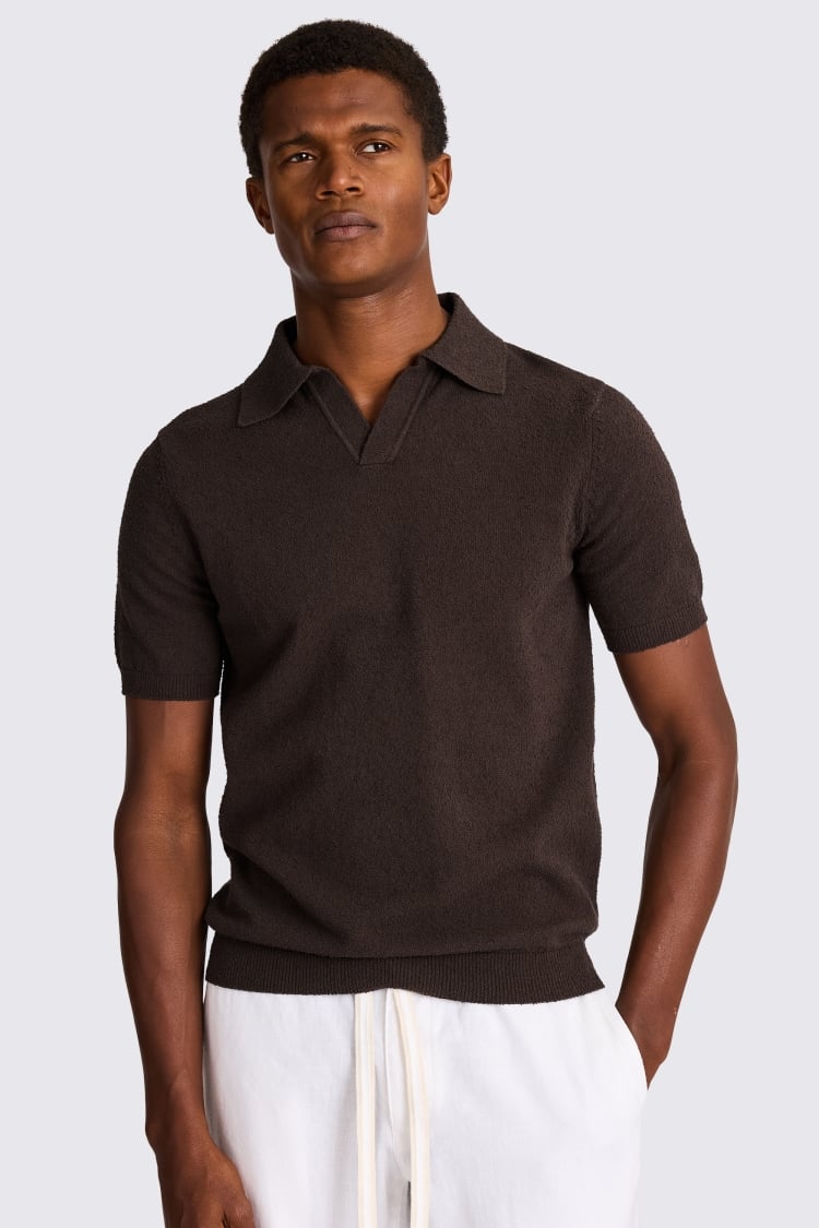 Brown Bouclé Skipper Polo Shirt