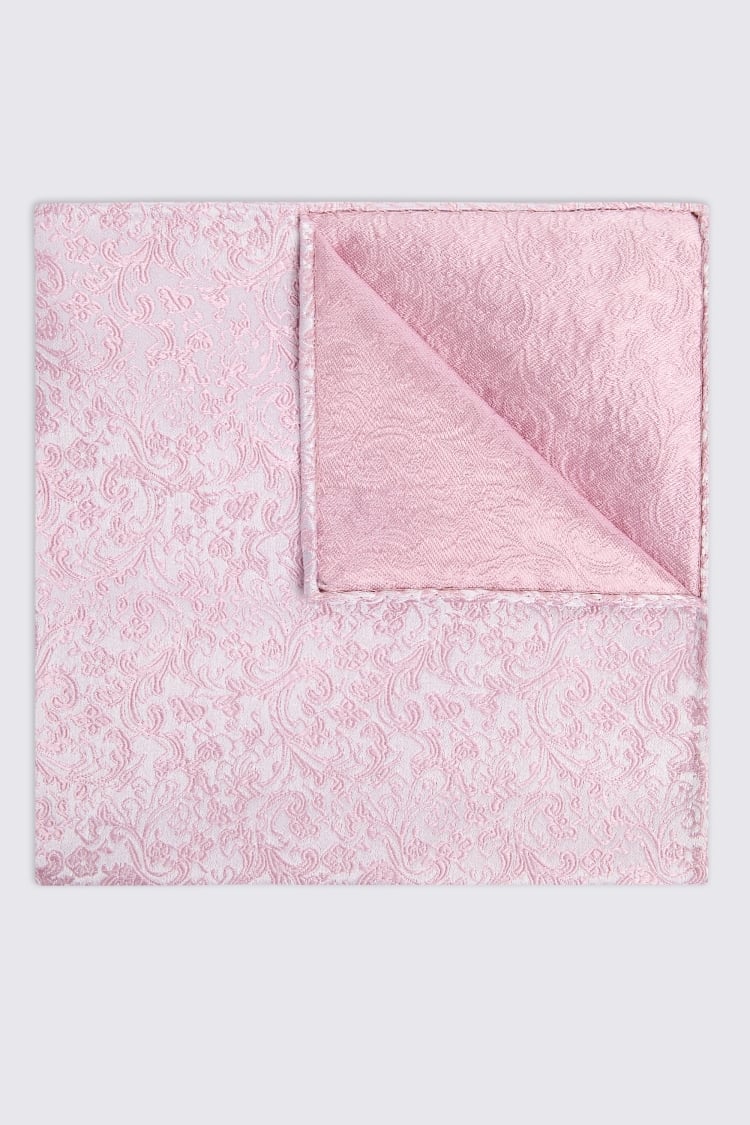 Dusty Pink Floral Swirl Silk Pocket Square