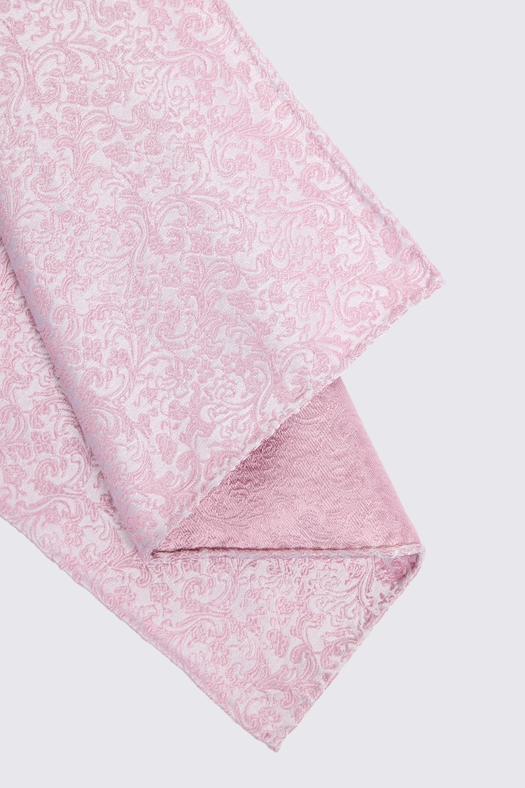 Dusty Pink Floral Swirl Silk Pocket Square