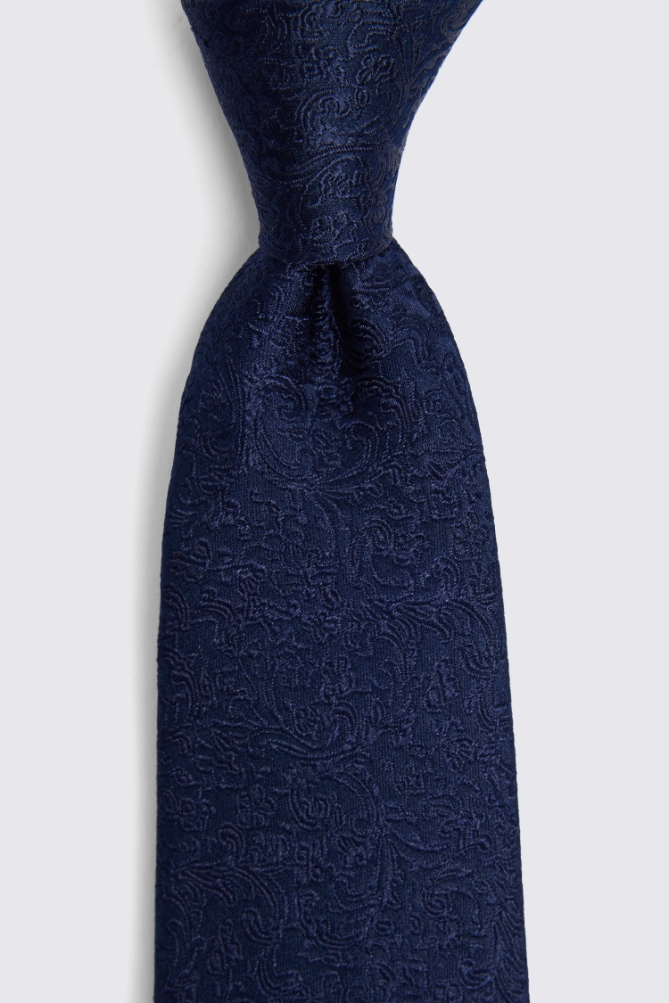 Navy Floral Swirl Silk Tie