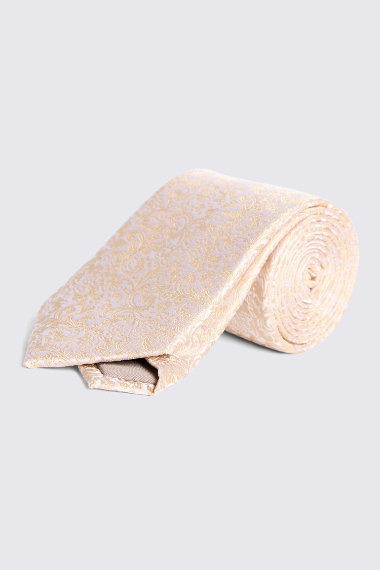 Champagne Floral Swirl Silk Tie