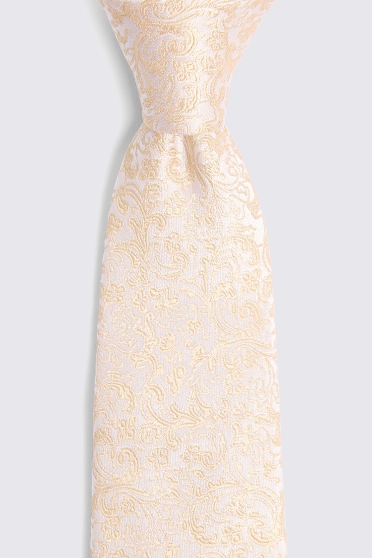 Champagne Floral Swirl Silk Tie