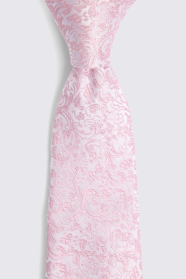 Dusty Pink Floral Swirl Silk Tie