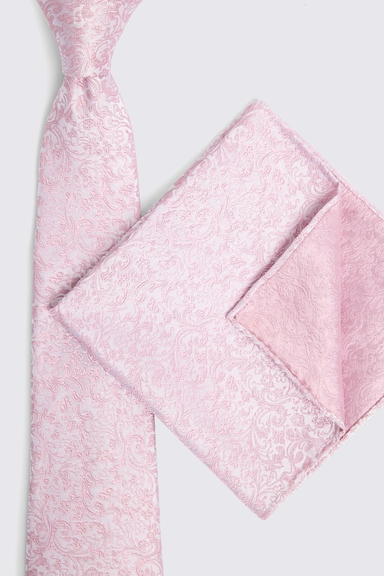 Dusty Pink Floral Swirl Silk Tie