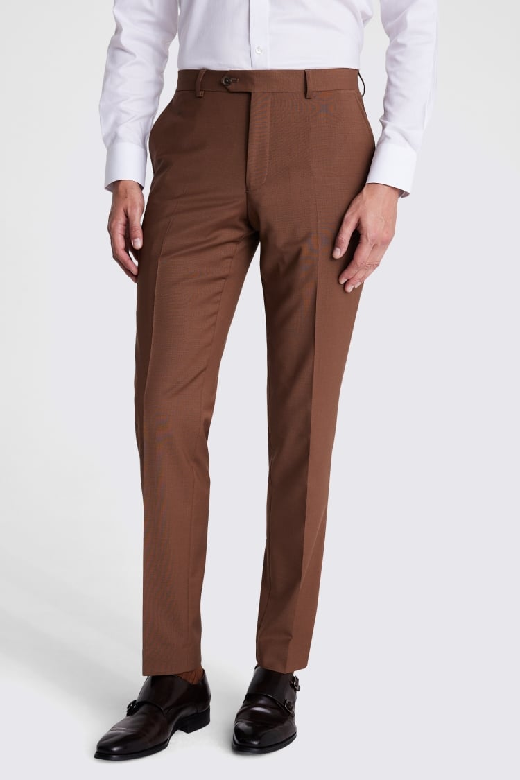 Tailored Fit Tobacco Performance Trousers  