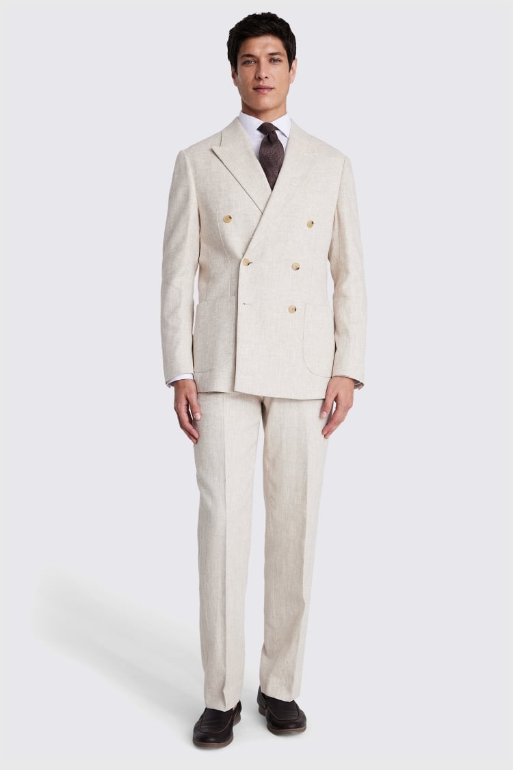 Relaxed Fit Ecru Herringbone Suit