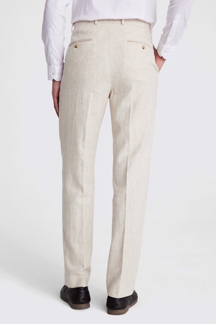 Relaxed Ecru Herringbone Trousers