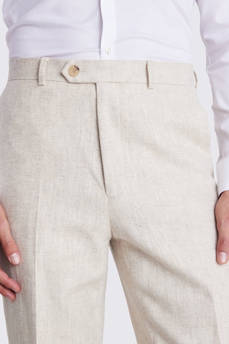 Relaxed Ecru Herringbone Trousers