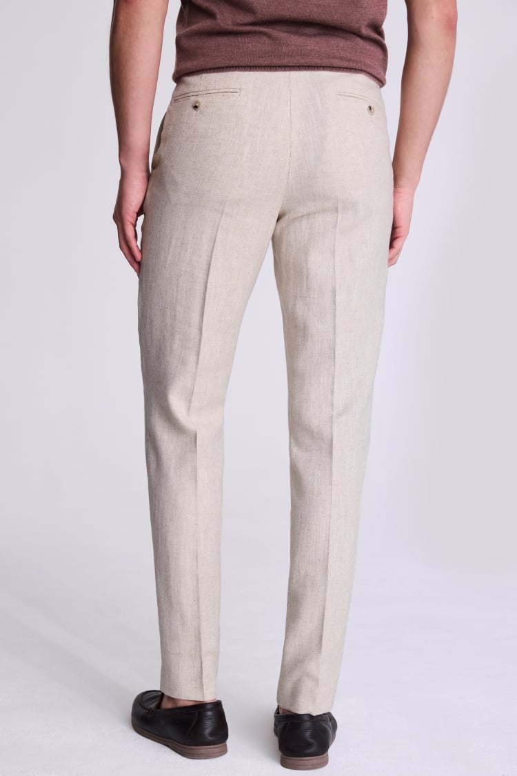 Tailored Ecru Herringbone Trousers