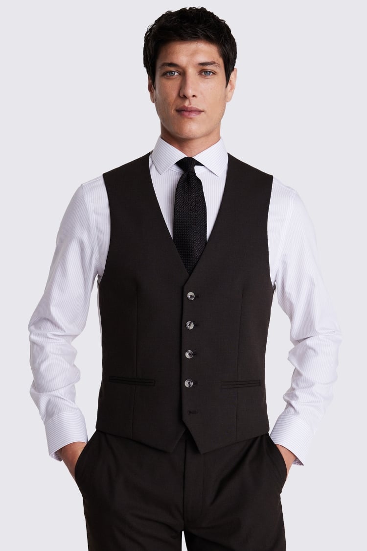 Slim Fit Brown Waistcoat 