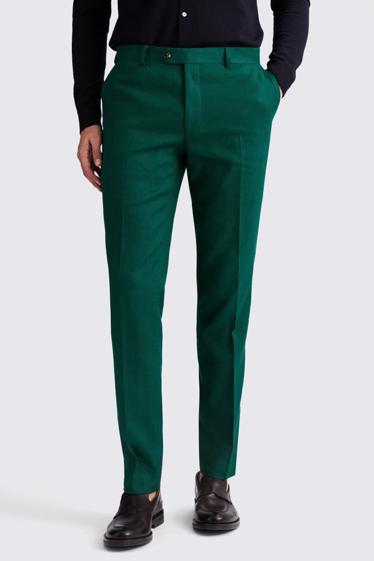 Slim Fit Emerald Matte Linen Pants