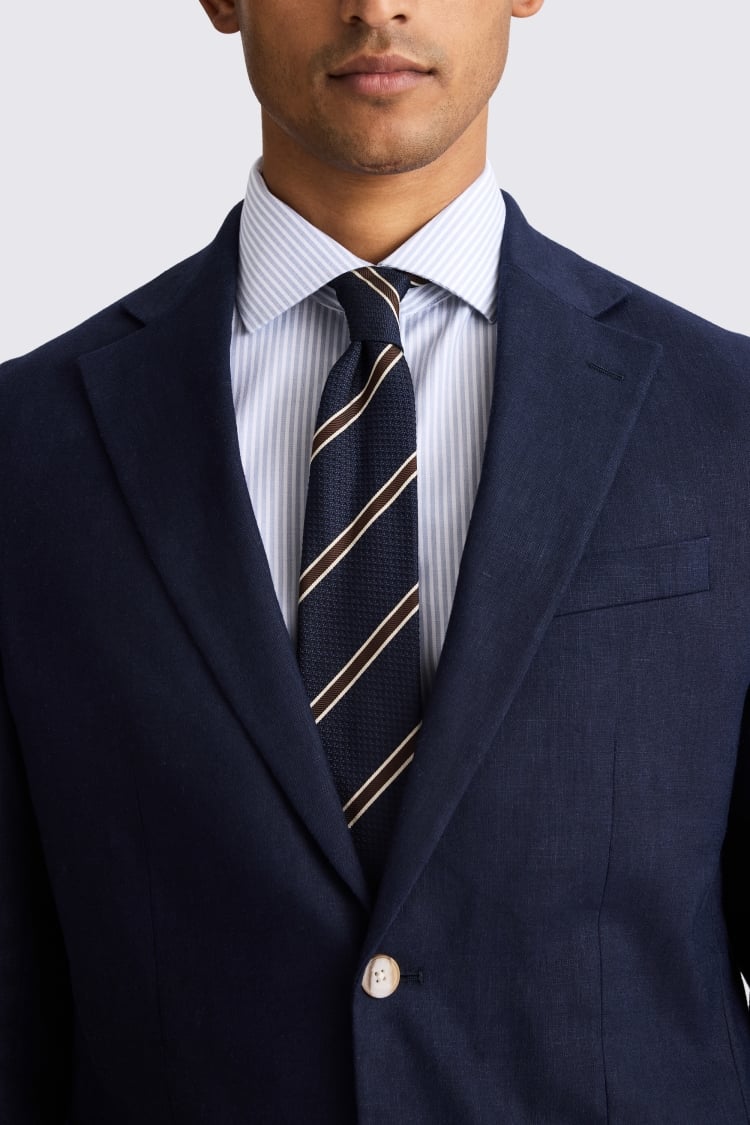 Tailored Fit Navy Matte Linen Suit