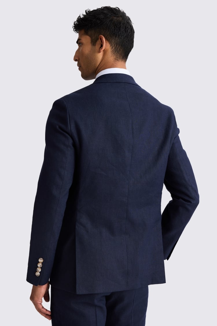 Tailored Fit Navy Matte Linen Suit