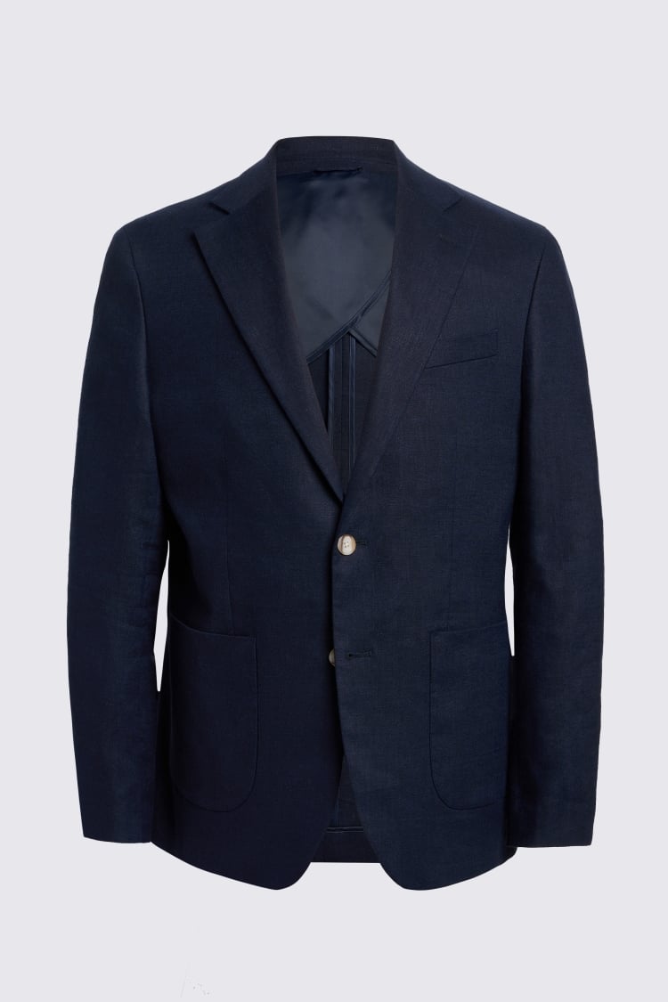 Tailored Fit Navy Matte Linen Suit