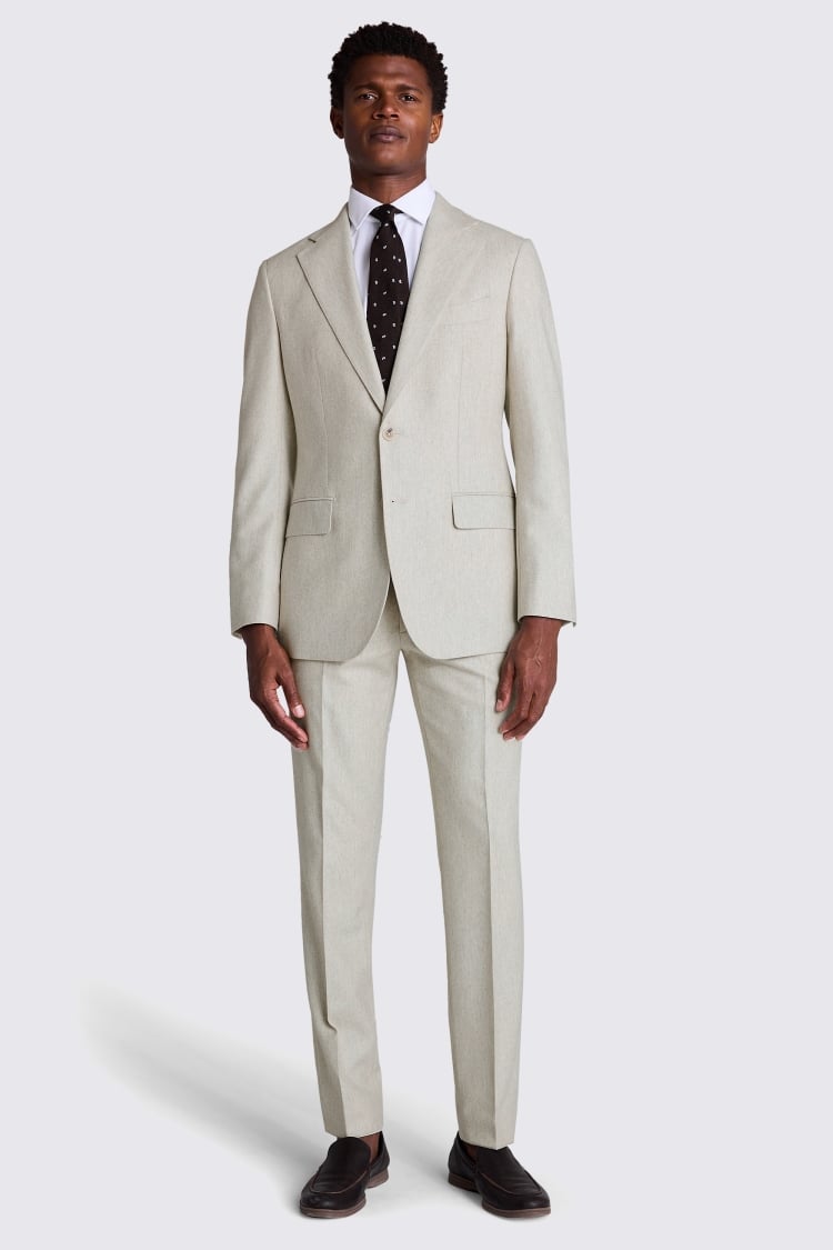 Italian Tailored Fit Neutral Flannel Suit