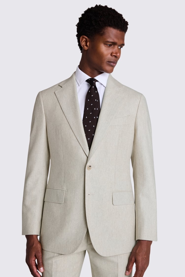 Italian Tailored Fit Neutral Flannel Suit