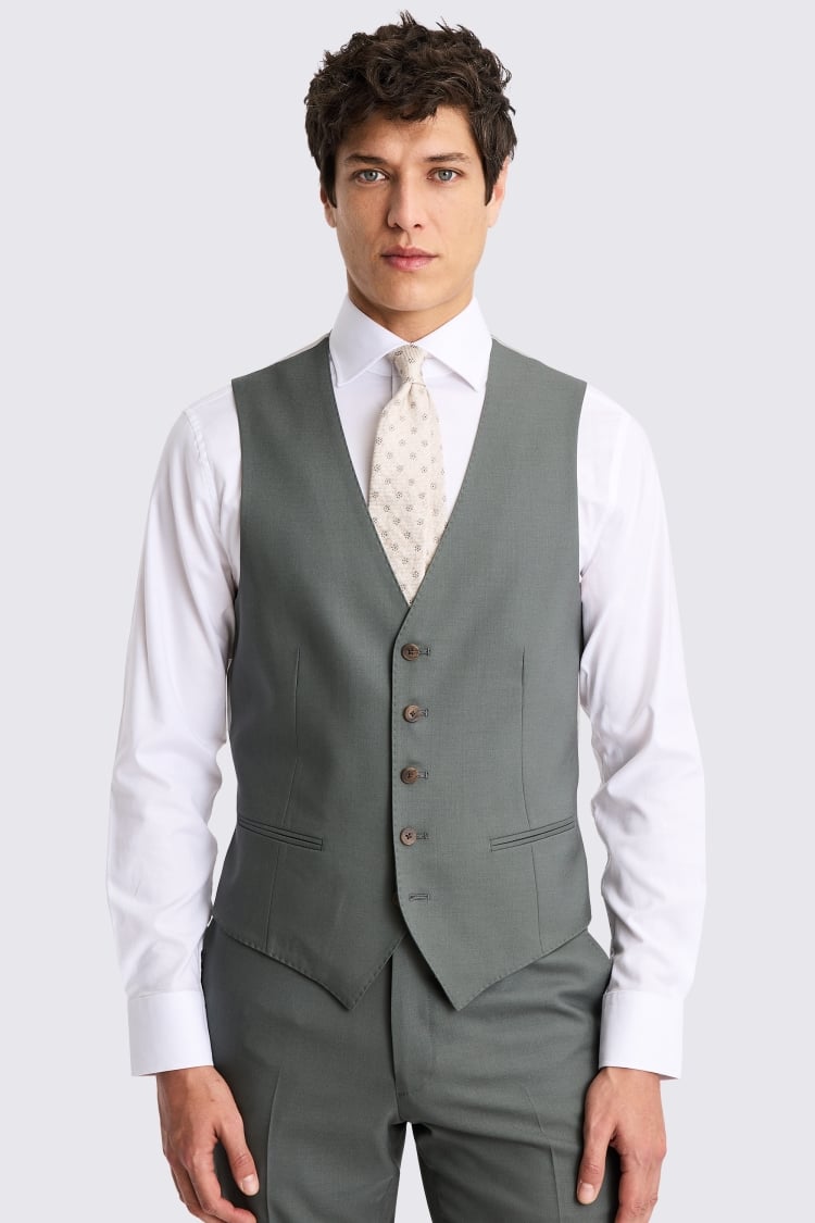 Italian Tailored Fit Khaki Waistcoat