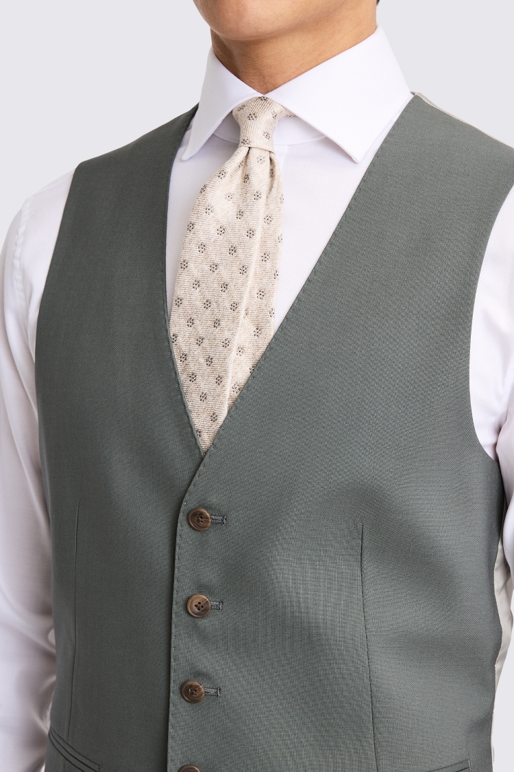 Italian Tailored Fit Khaki Waistcoat