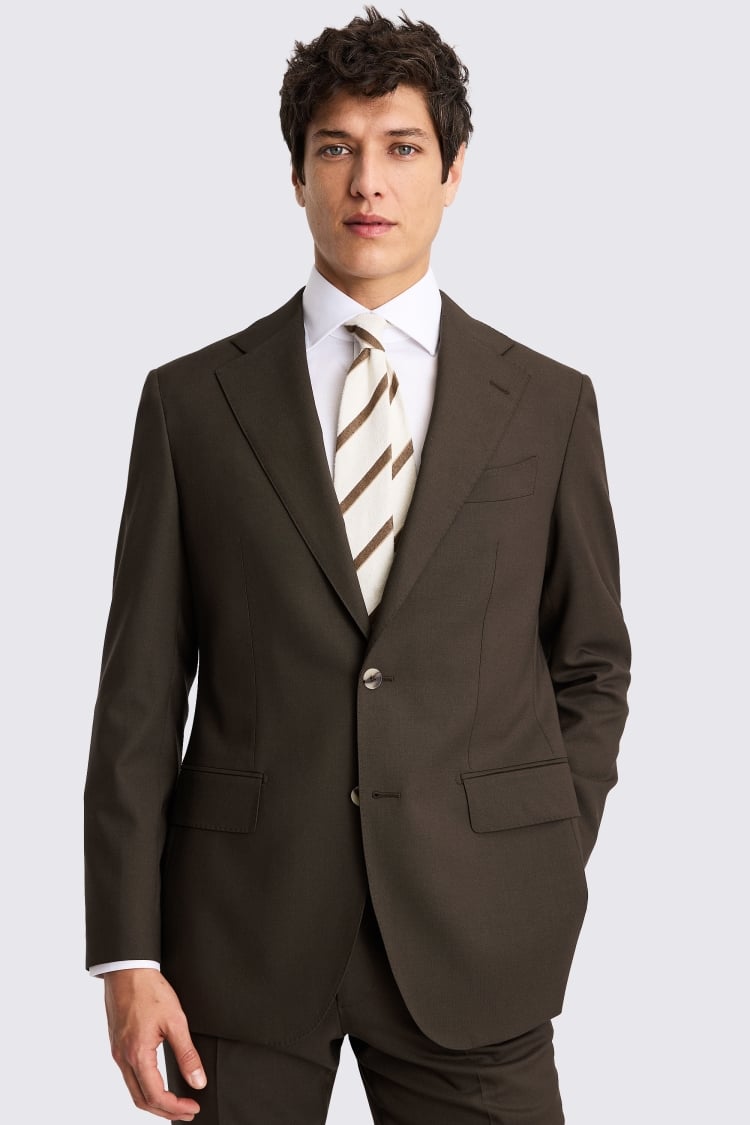 Italian Tailored Fit Brown Suit Jacket