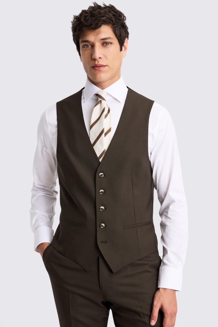 Italian Tailored Fit Brown Waistcoat