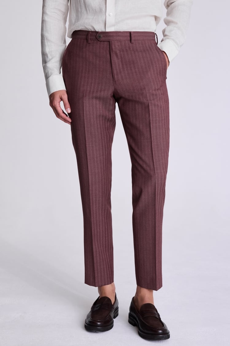 Tailored Cerise Herringbone Trousers