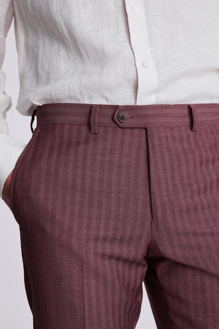 Tailored Cerise Herringbone Pants