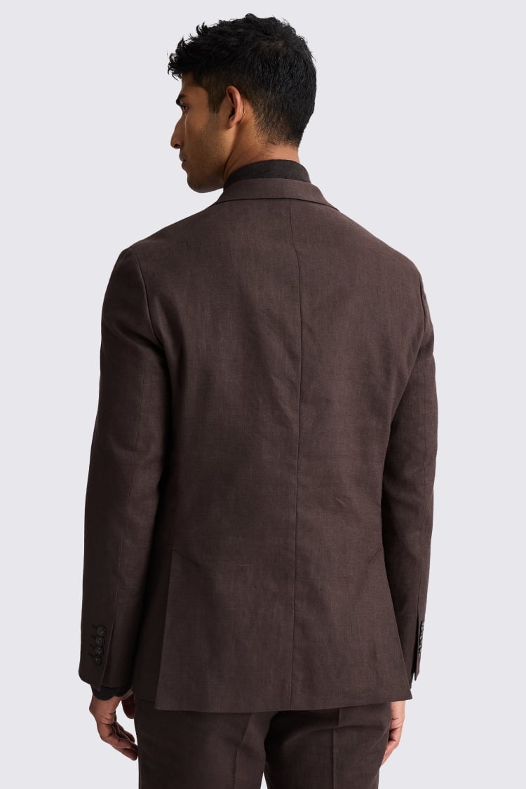 Tailored Fit Brown Matte Linen Jacket