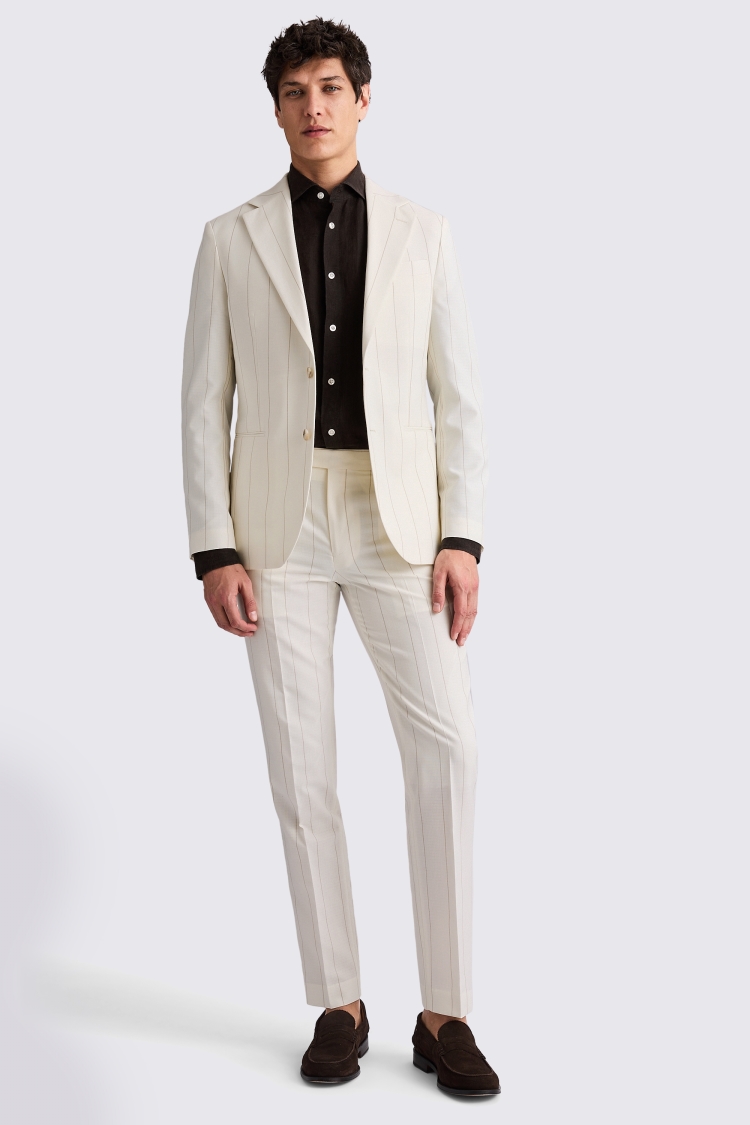 Tailored Fit Ecru Stripe Suit