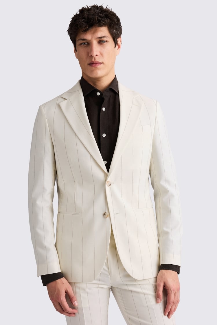 Tailored Fit Ecru Stripe Jacket 