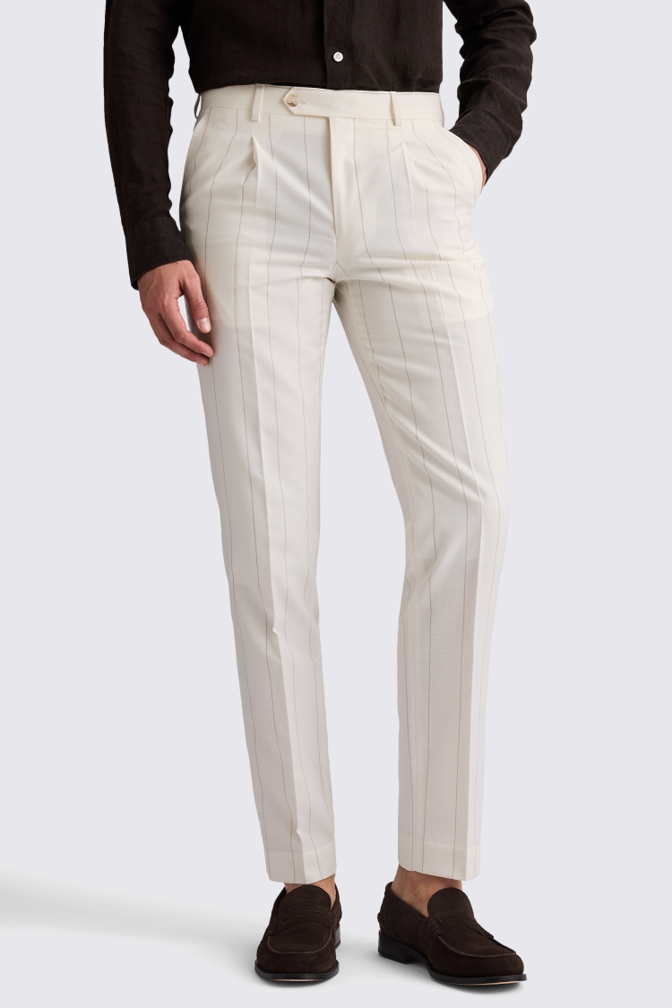 Tailored Fit Ecru Stripe Suit