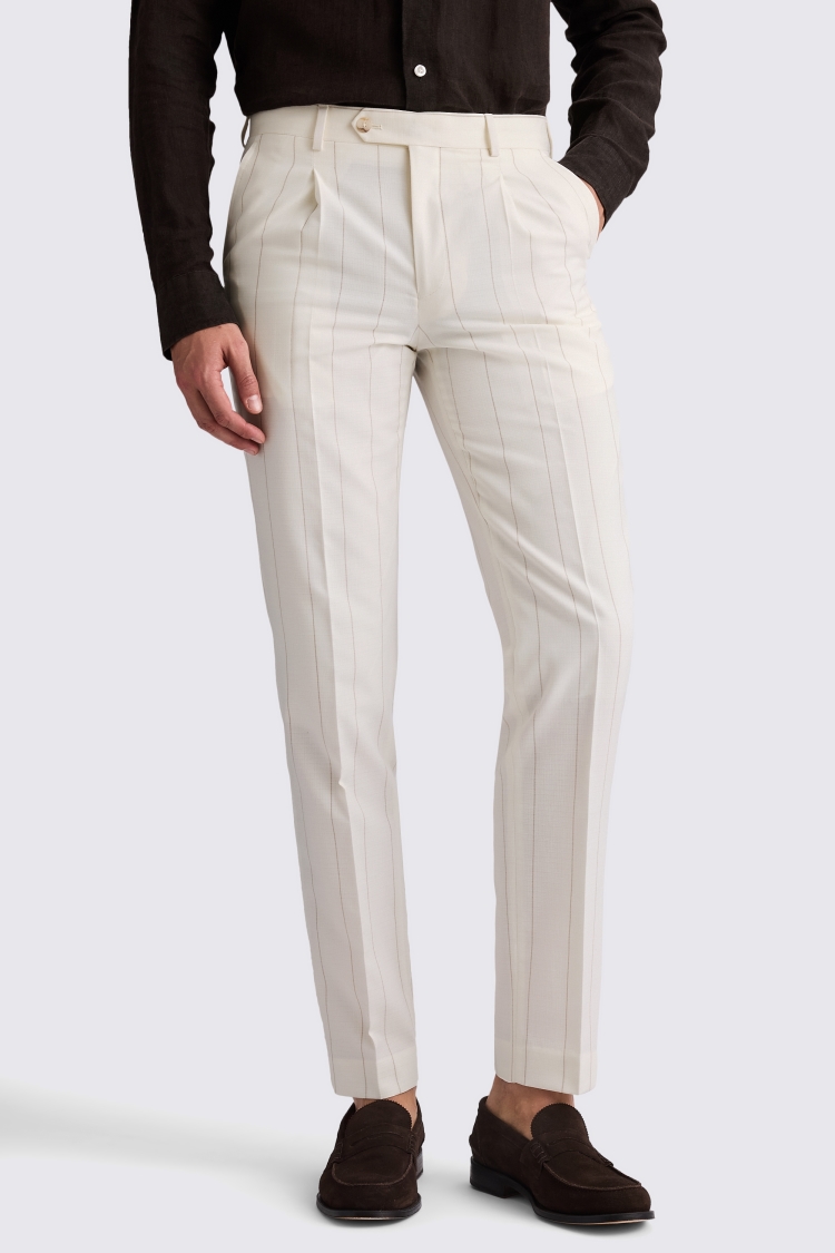Tailored Ecru Stripe Trousers | Buy Online at Moss