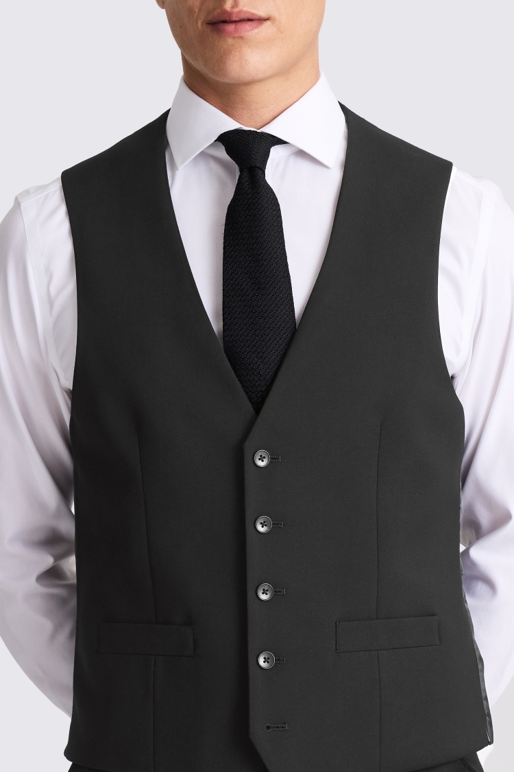 Regular Fit Black Stretch Waistcoat
