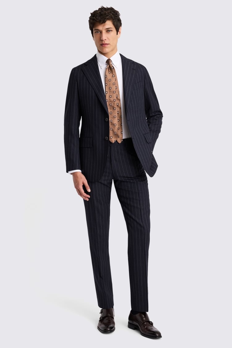 Italian Tailored Fit Navy Stripe Suit