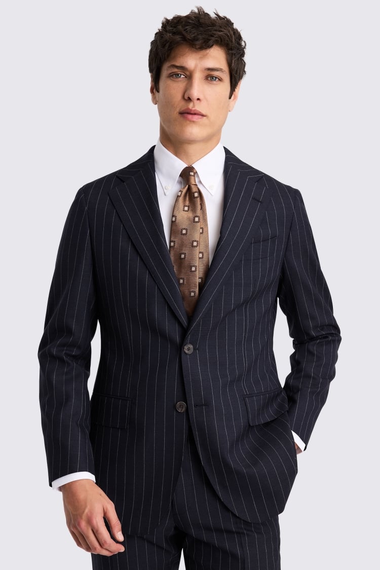 Italian Tailored Fit Navy Stripe Jacket