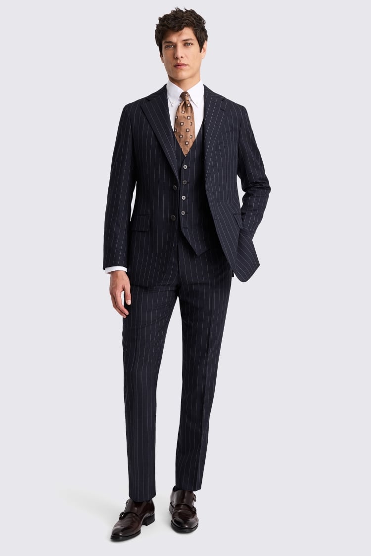 Italian Tailored Fit Navy Stripe Suit