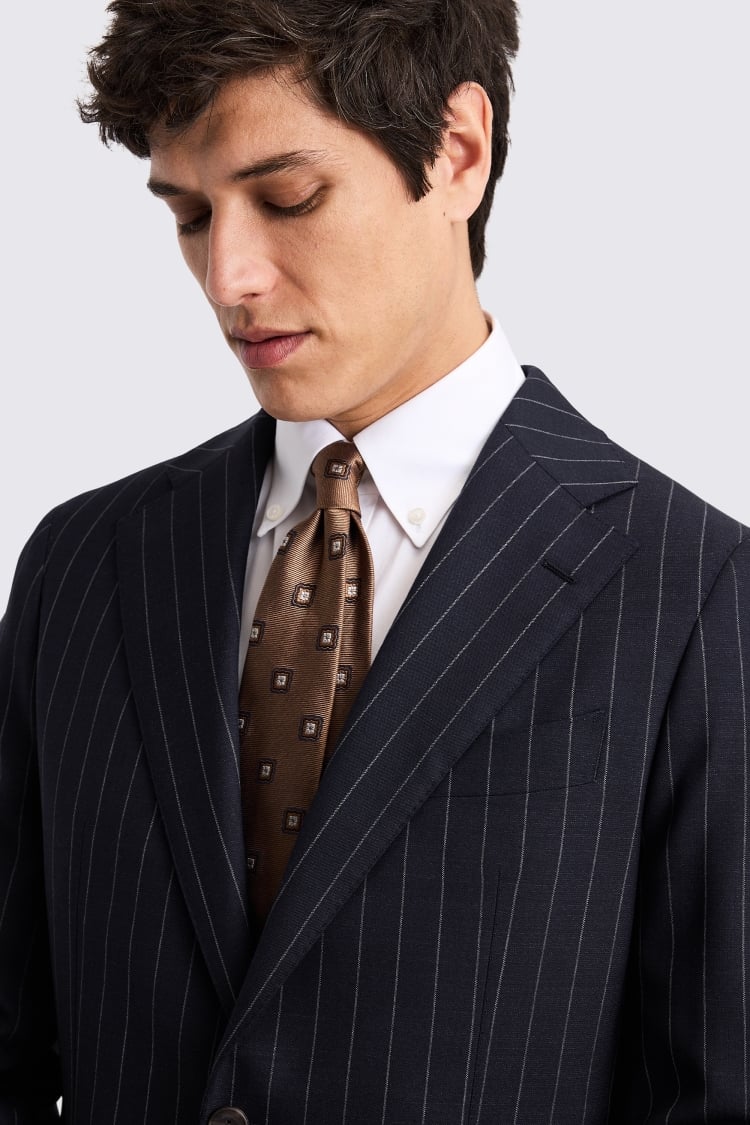 Italian Tailored Fit Navy Stripe Suit