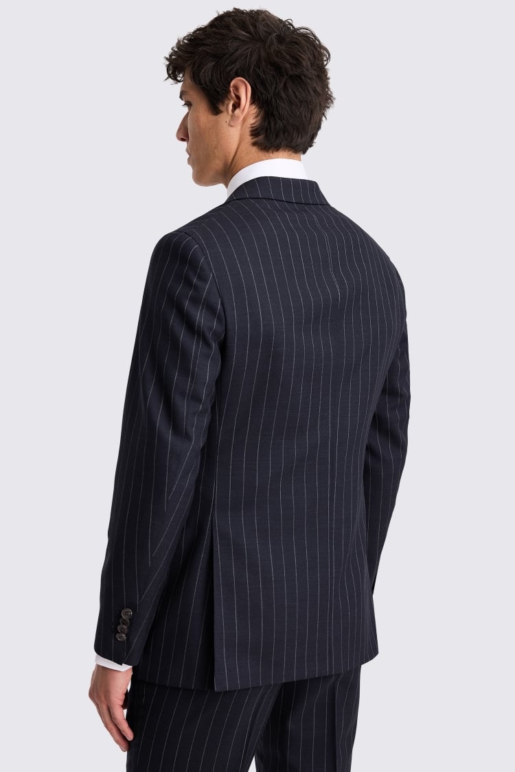 Italian Tailored Fit Navy Stripe Suit