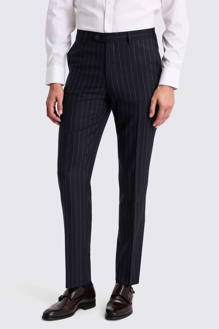 Italian Tailored Fit Navy Stripe Suit