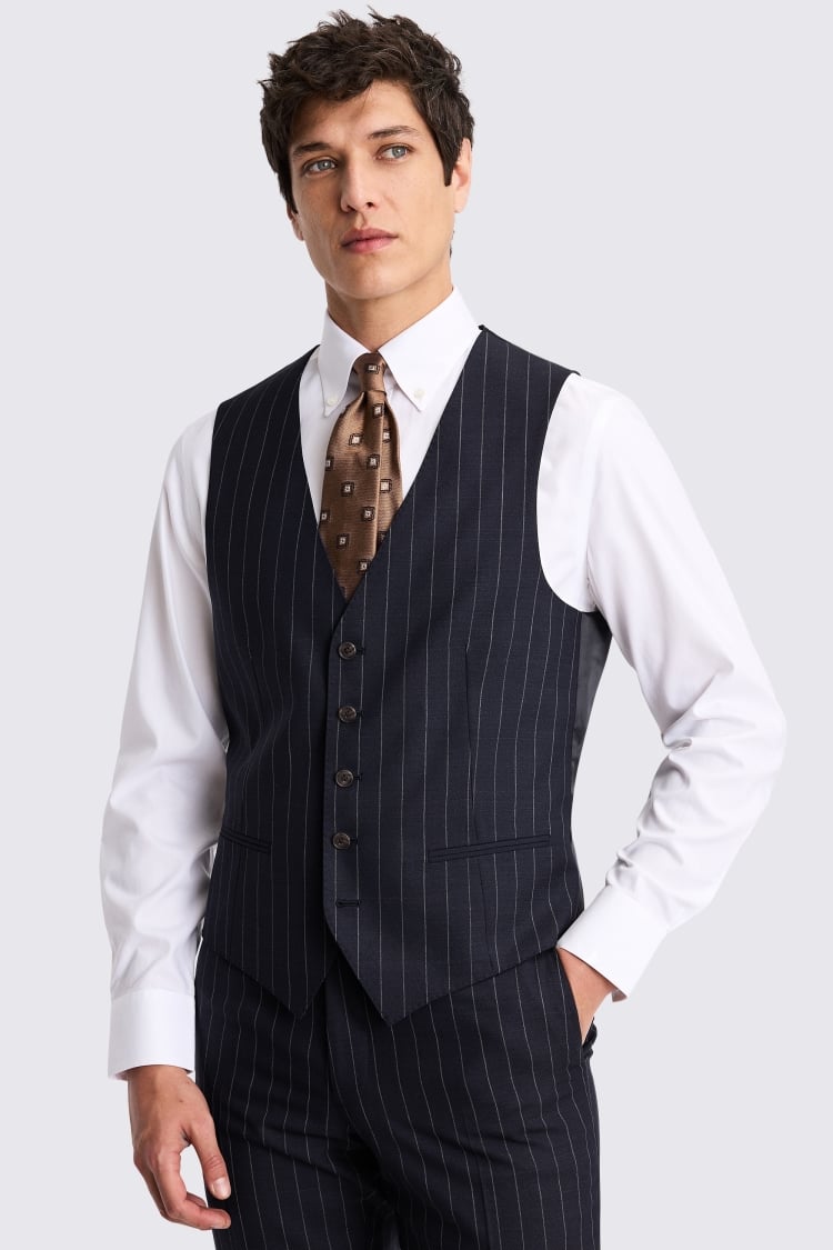 Italian Tailored Fit Navy Stripe Suit