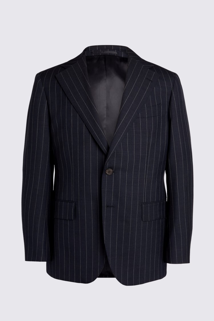 Italian Tailored Fit Navy Stripe Suit